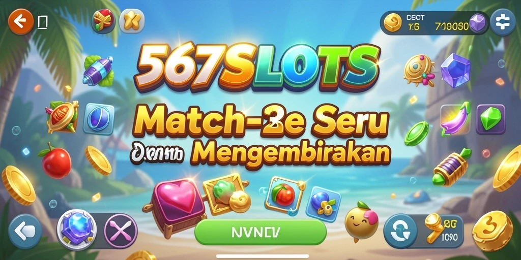 Tangkapan layar permainan 567SLOTS yang menunjukkan gameplay Match-3 yang mendebarkan.