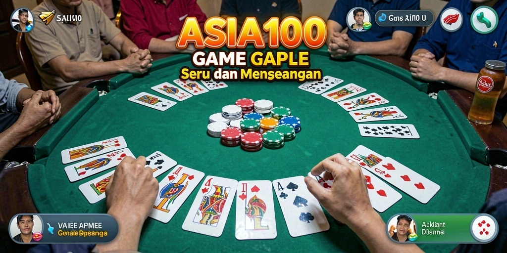Tampilan gameplay seru ASIA100 dengan kartu Gaple yang menarik.