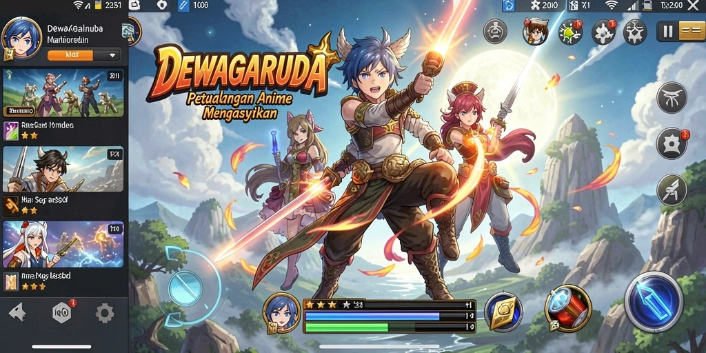 Tampilan gameplay seru di dunia Anime DEWAGARUDA.