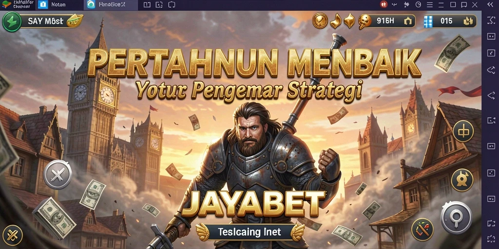 Screenshot gameplay JAYABET yang menampilkan menara pertahanan dan musuh.
