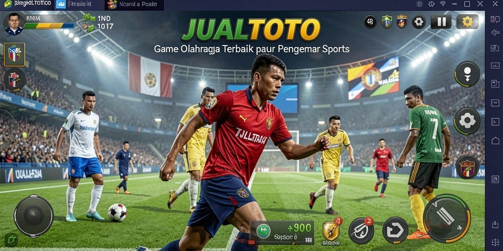 Screenshot utama menampilkan aksi seru gameplay olahraga JUALTOTO.