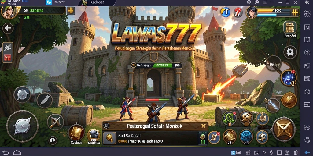 Screenshot LAWAS777 menampilkan aksi pertahanan menara yang intens dan seru.