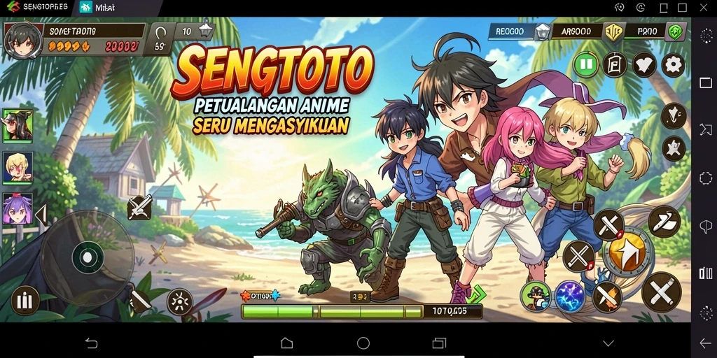 Tampilan gameplay SENGTOTO yang penuh warna dan karakter anime.