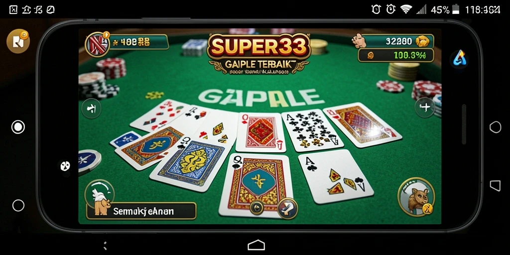 Screenshot gameplay <strong>SUPER33</strong> menampilkan suasana seru permainan Gaple.