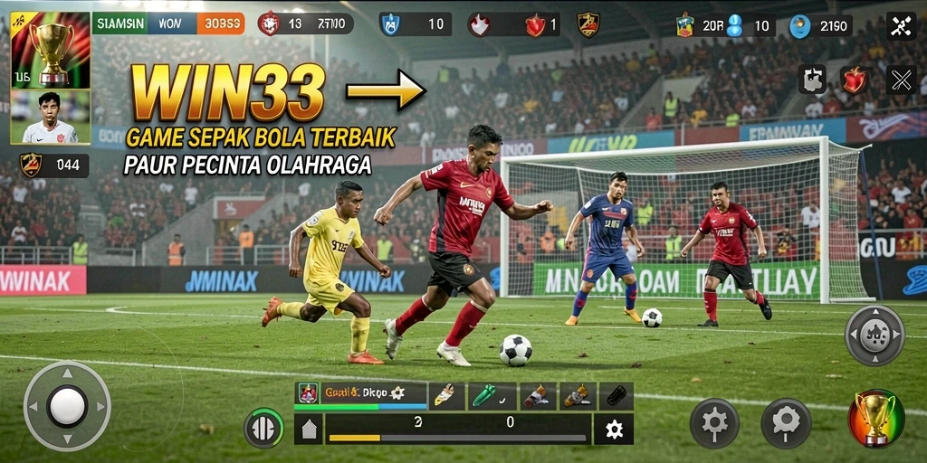 Gameplay intens di lapangan sepak bola yang menegangkan.